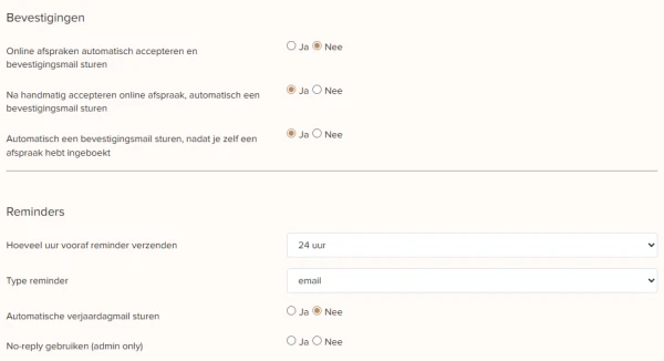Bevestigings- en herinneringsmails versturen